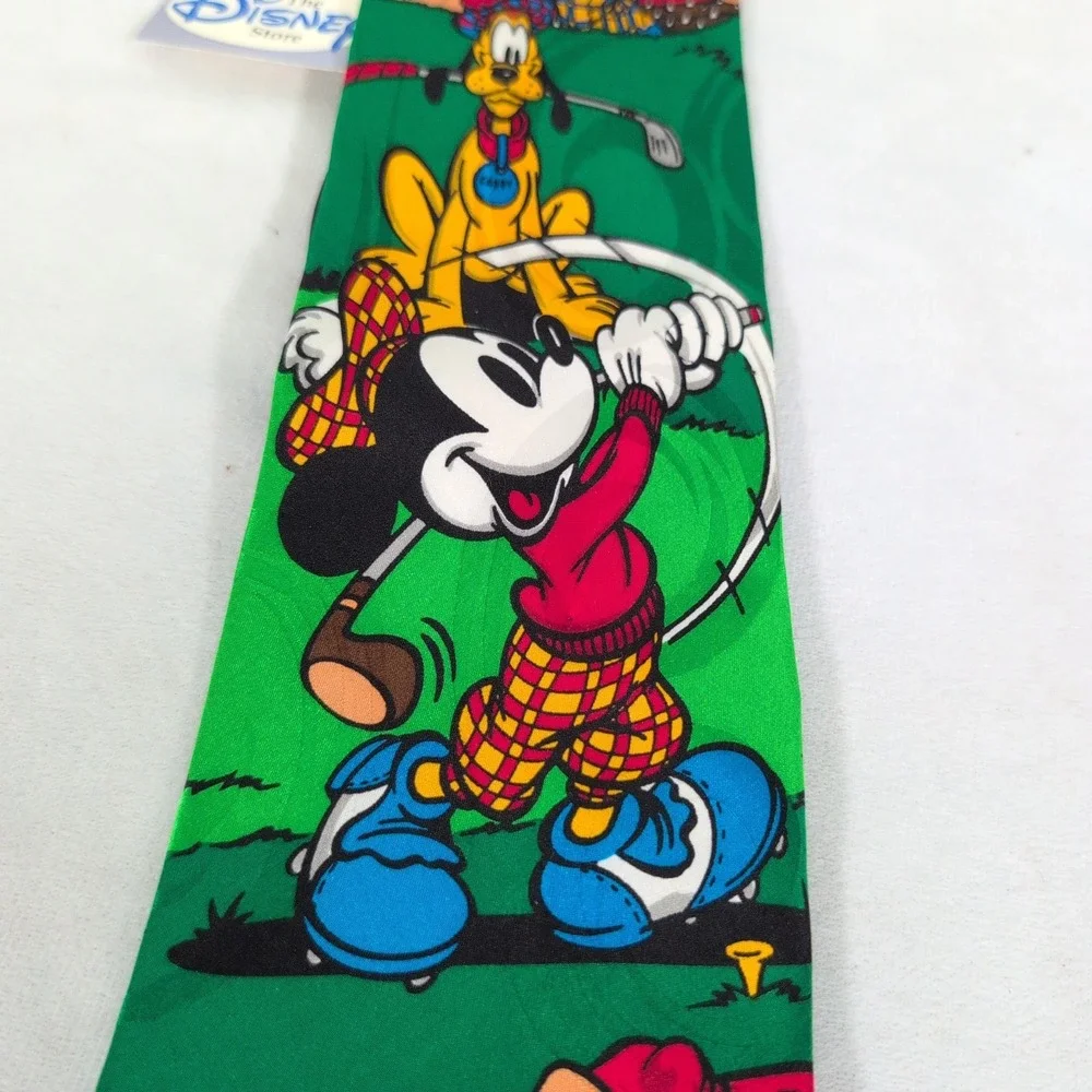 Vintage Walt Disney Mickey Mouse Pluto Golf Necktie Korea The Disney Store